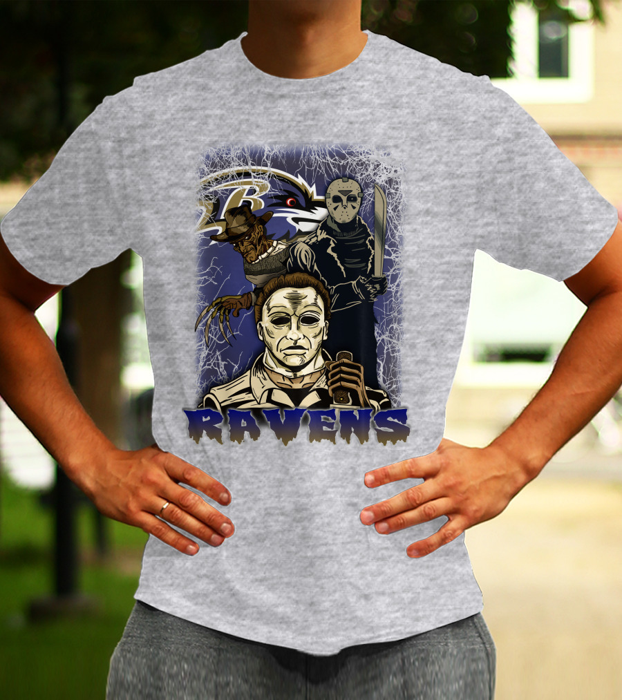Baltimore Ravens Horror Movie Crossover 35 T-Shirt