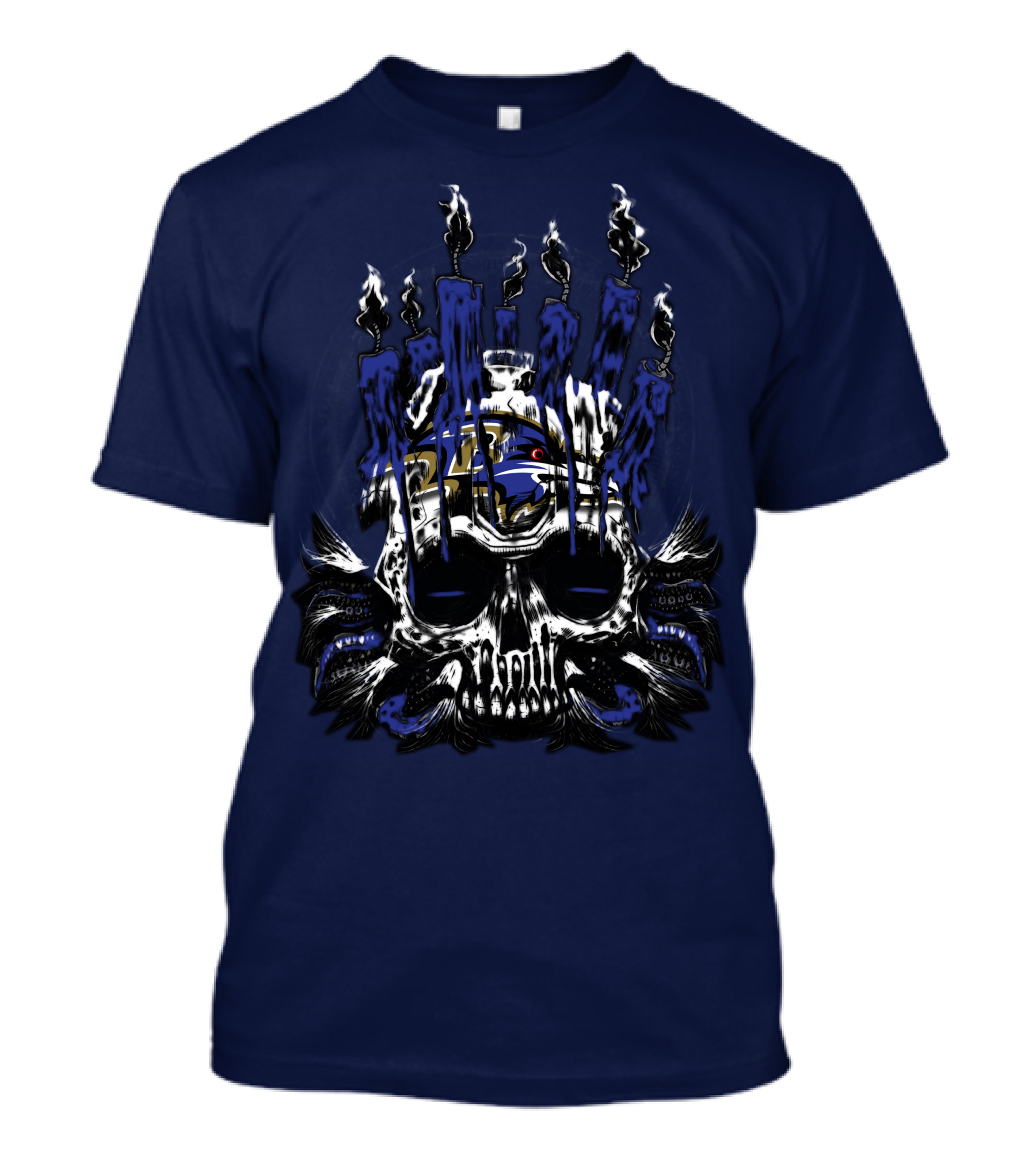 Baltimore Ravens Skull With Flames T-Shirt