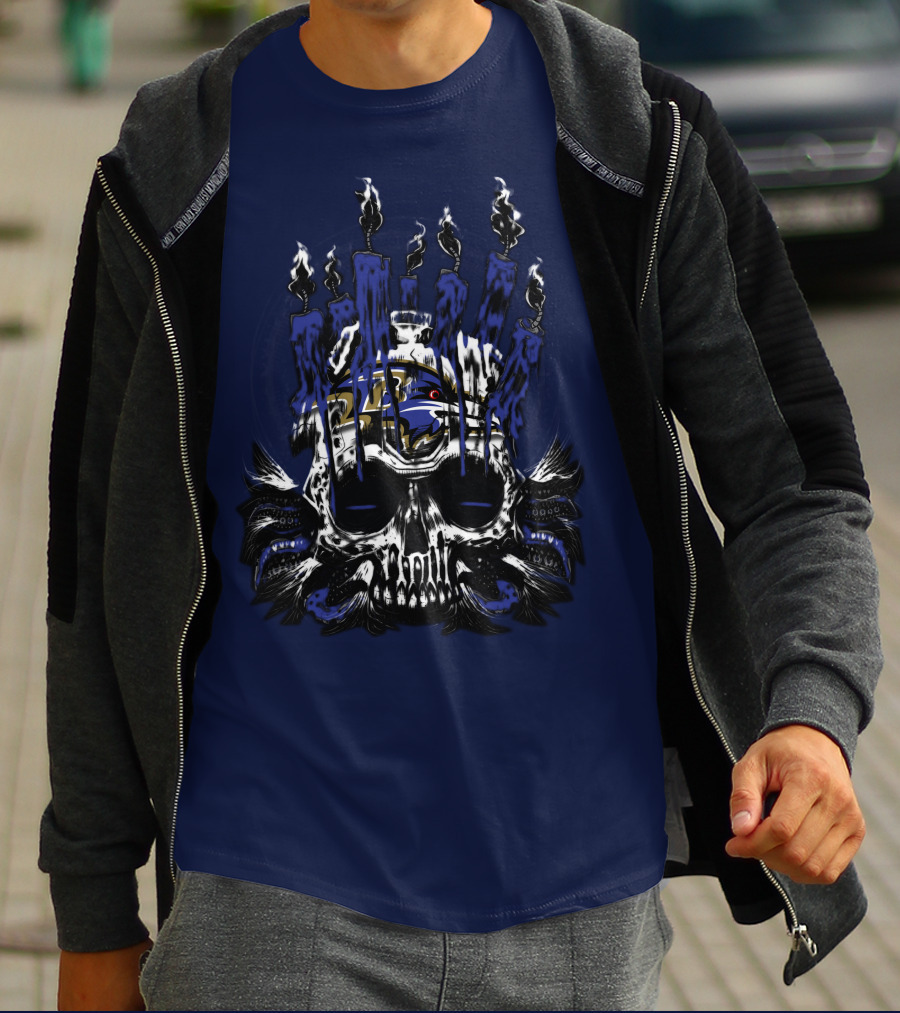 Baltimore Ravens Skull With Flames T-Shirt