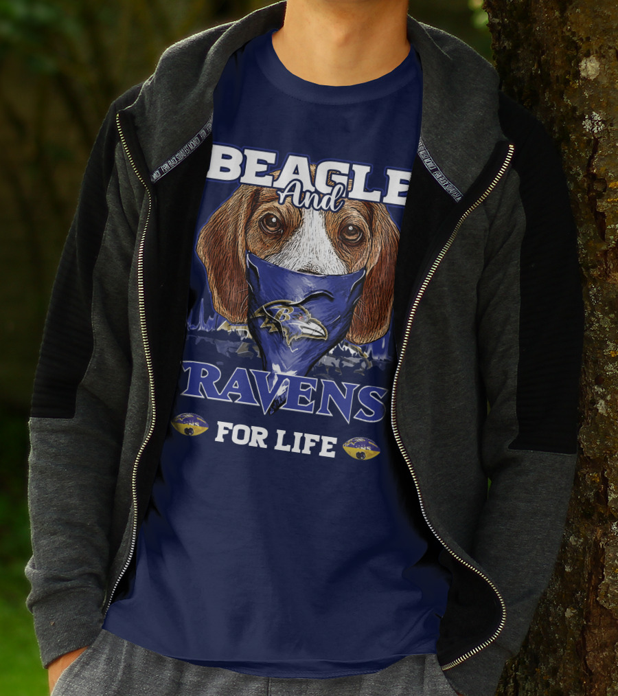 Beagle And Ravens For Life Baltimore Ravens T-Shirt
