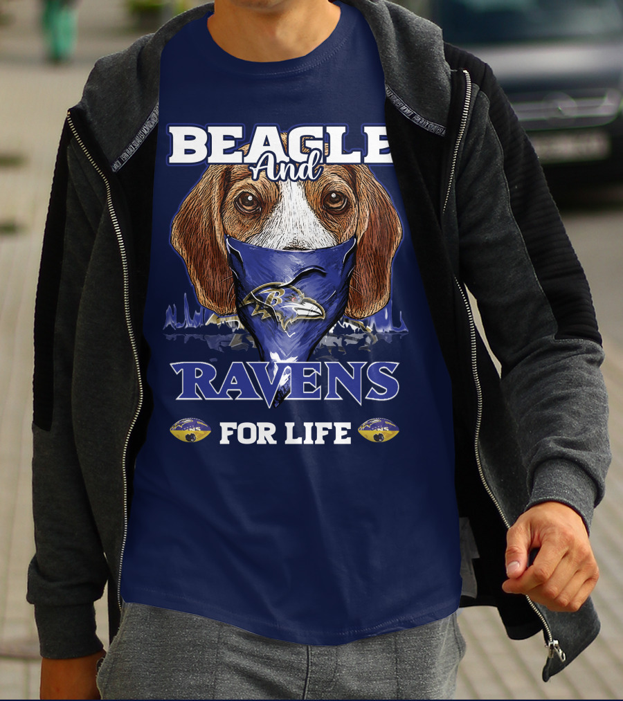 Beagle And Ravens For Life Baltimore Ravens T-Shirt