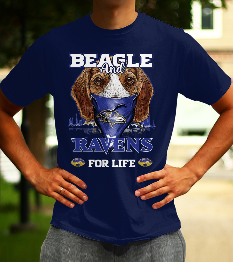 Beagle And Ravens For Life Baltimore Ravens T-Shirt
