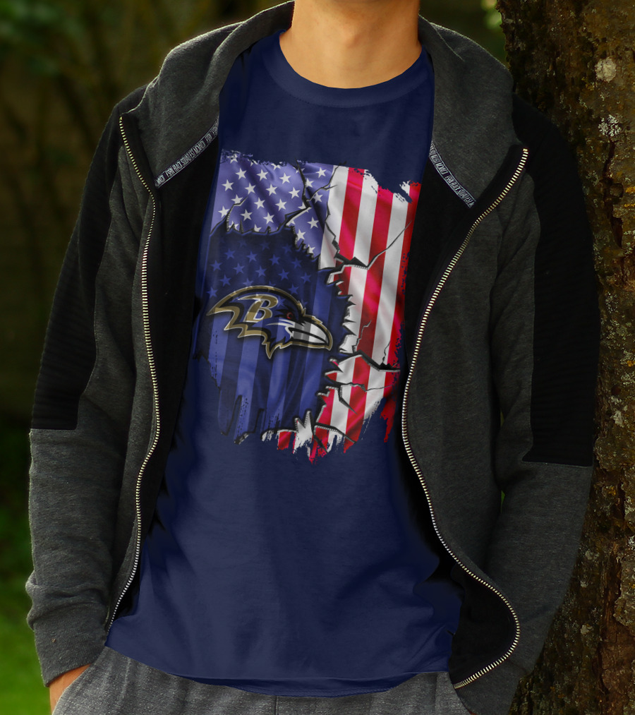 Baltimore Ravens American Flag T-Shirt