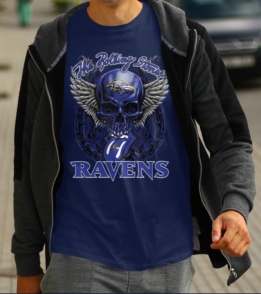 The Rolling Stones Ravens Baltimore Skull Wings T-Shirt