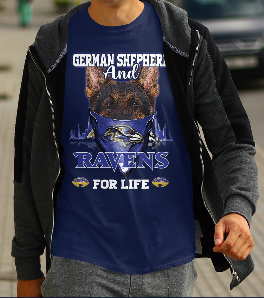 German Shepherd And Ravens For Life Baltimore Ravens T-Shirt