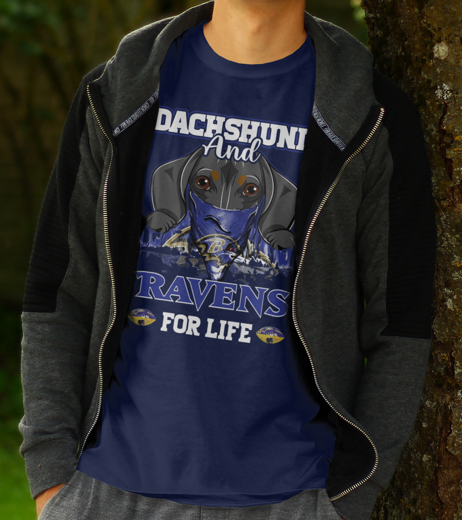Dachshund And Ravens For Life Baltimore Ravens T-Shirt