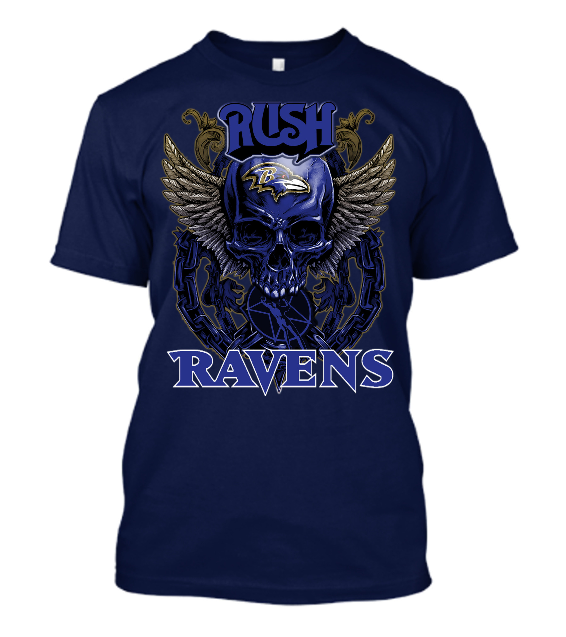 Rush Baltimore Ravens Skull Wings T-Shirt