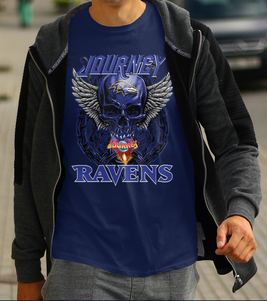 Journey Ravens Winged Skull Baltimore T-Shirt