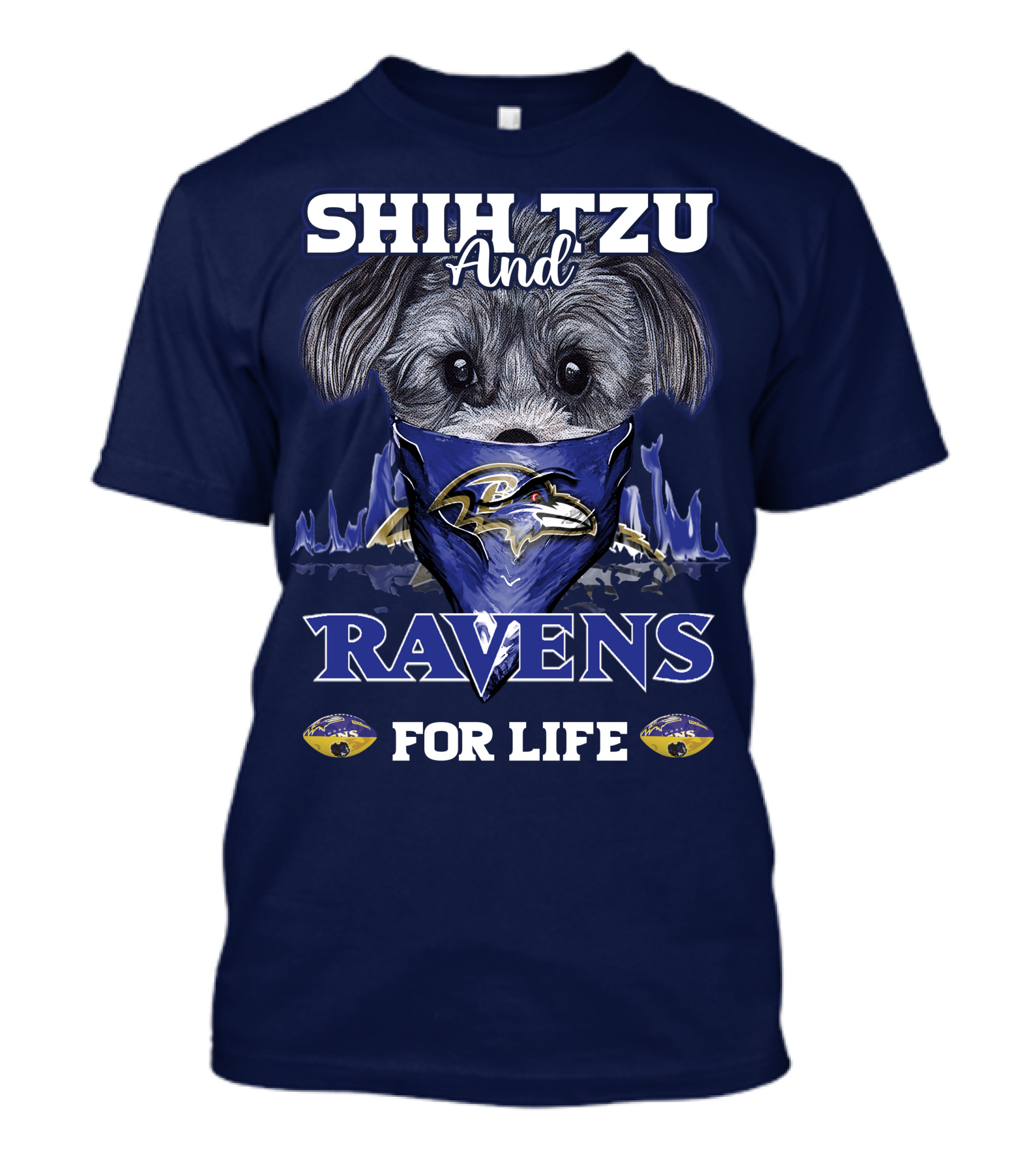Shih Tzu And Ravens For Life Baltimore Ravens T-Shirt