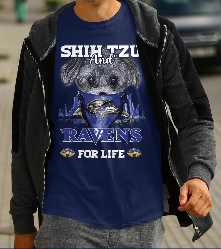 Shih Tzu And Ravens For Life Baltimore Ravens T-Shirt