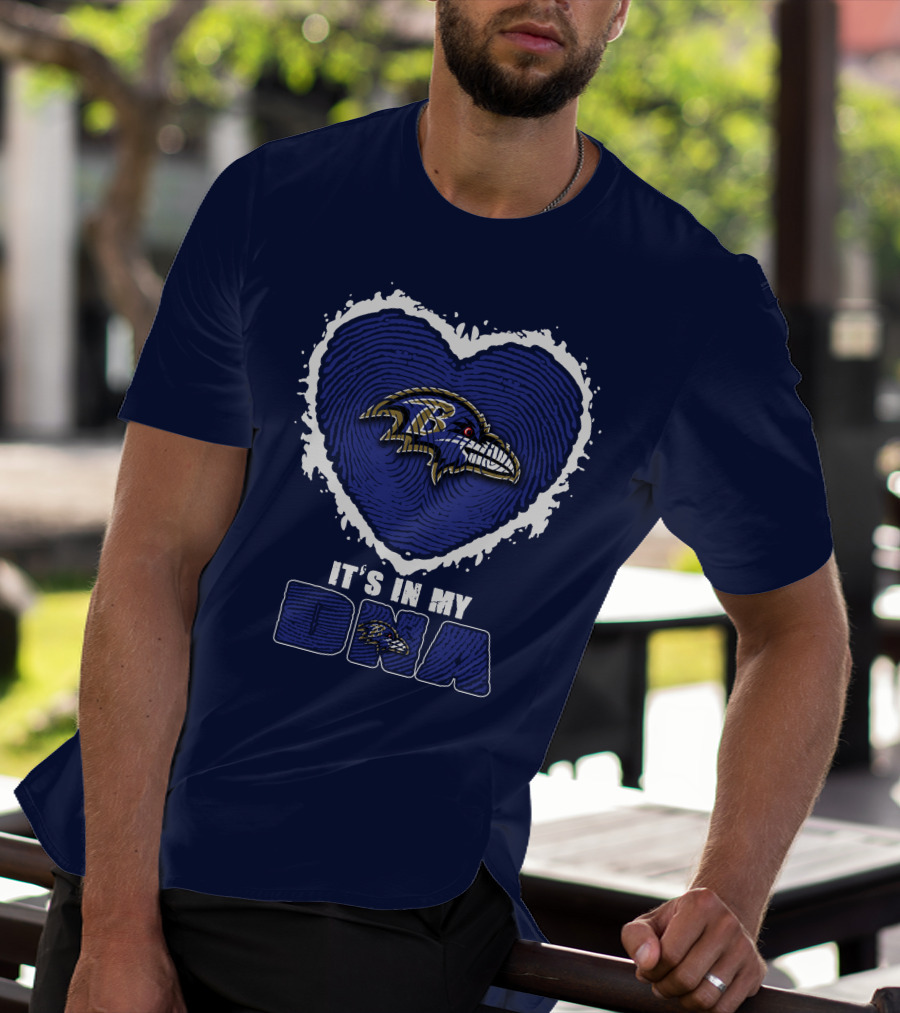 It's In My Dna Baltimore Ravens Heart Fingerprint T-Shirt