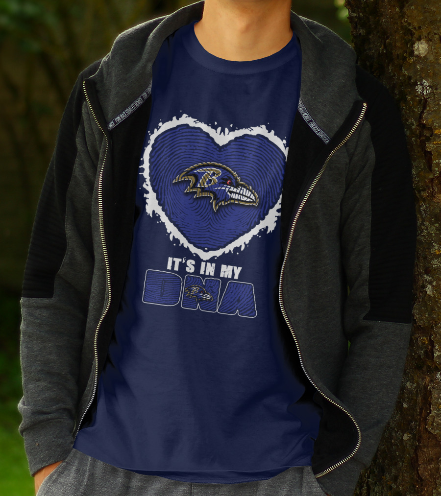 It's In My Dna Baltimore Ravens Heart Fingerprint T-Shirt