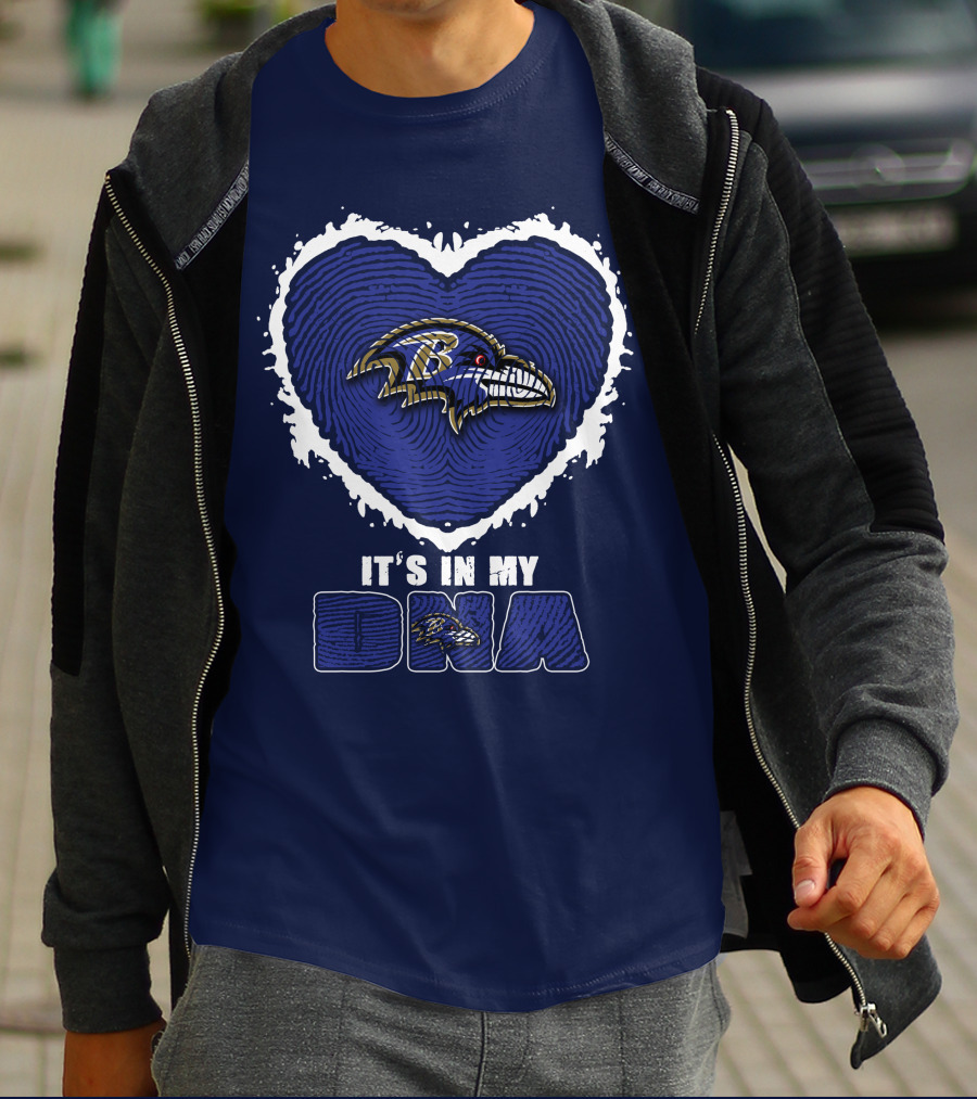 It's In My Dna Baltimore Ravens Heart Fingerprint T-Shirt