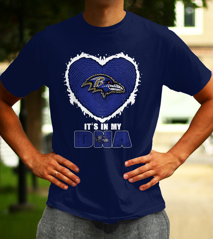 It's In My Dna Baltimore Ravens Heart Fingerprint T-Shirt
