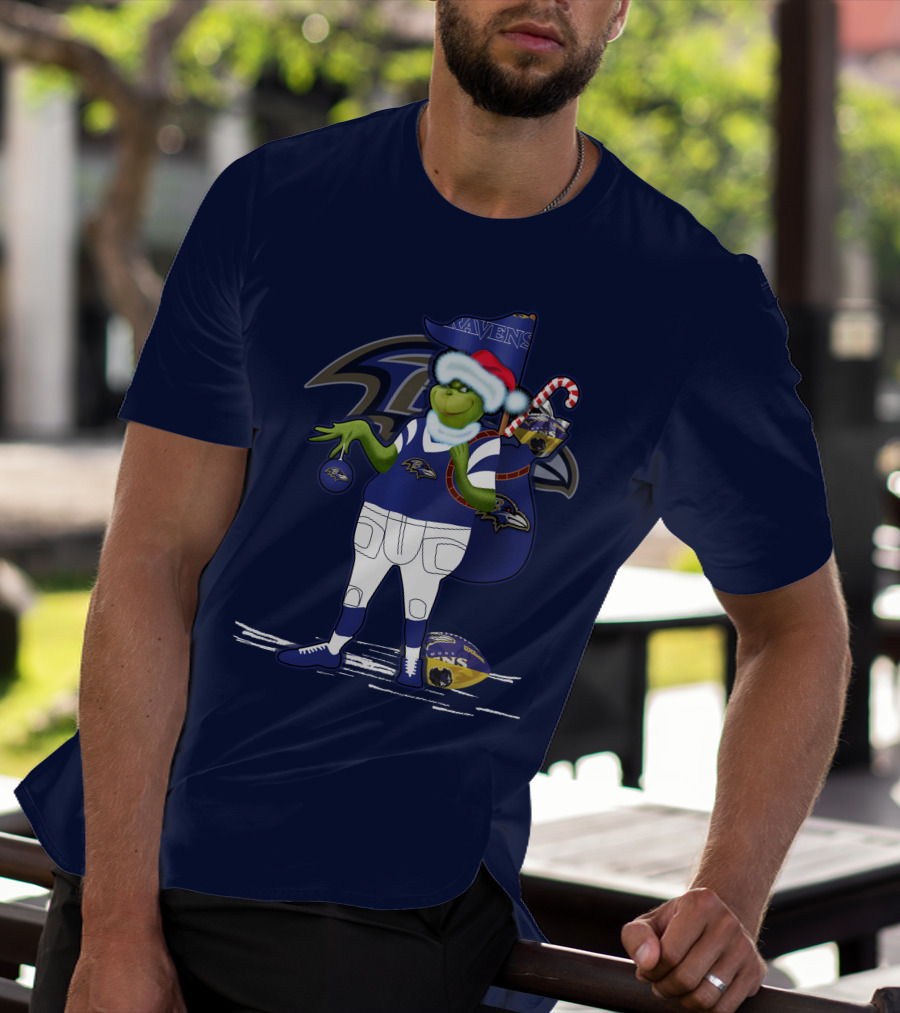 Grinchxmas V1 Baltimore Ravens Dr. Seuss Christmas Football T-Shirt