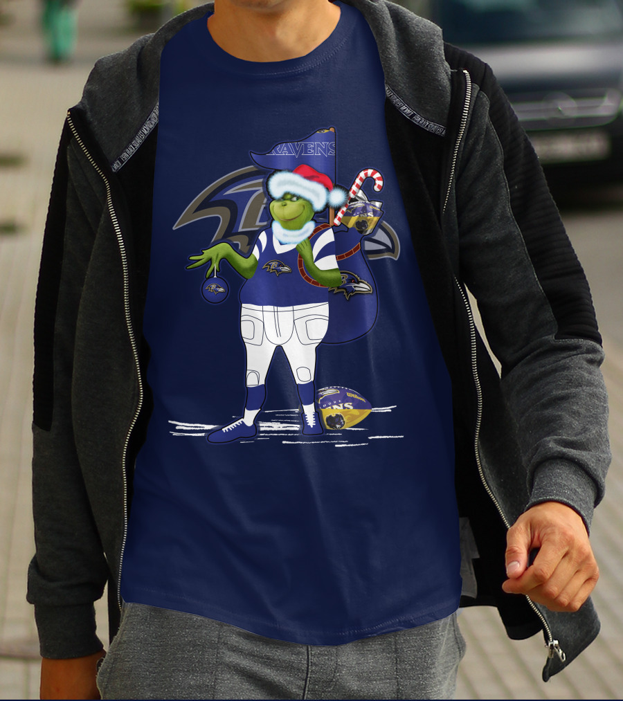 Grinchxmas V1 Baltimore Ravens Dr. Seuss Christmas Football T-Shirt