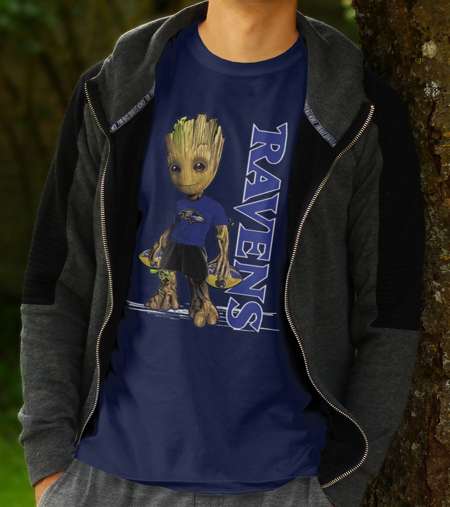 Groot V1 Ravens Nfl Baltimore Team T-Shirt