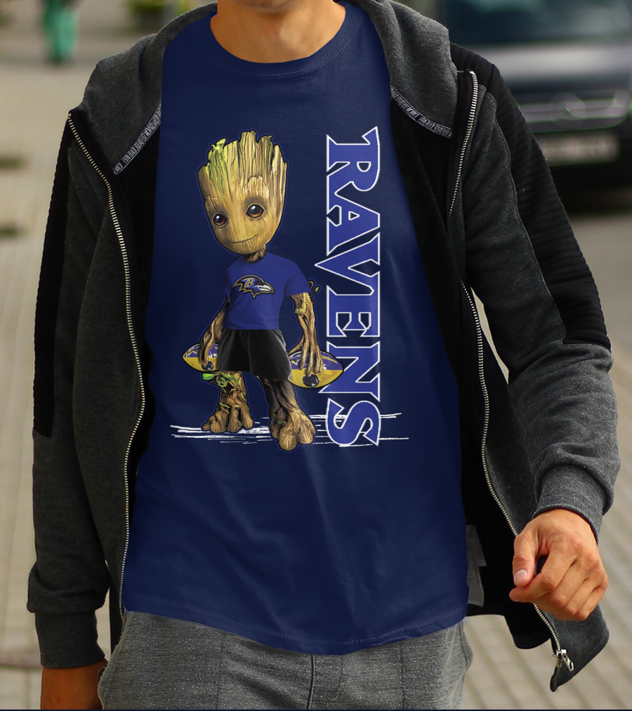Groot V1 Ravens Nfl Baltimore Team T-Shirt