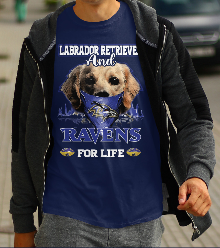Labrador Retriever And Ravens For Life Baltimore Ravens T-Shirt