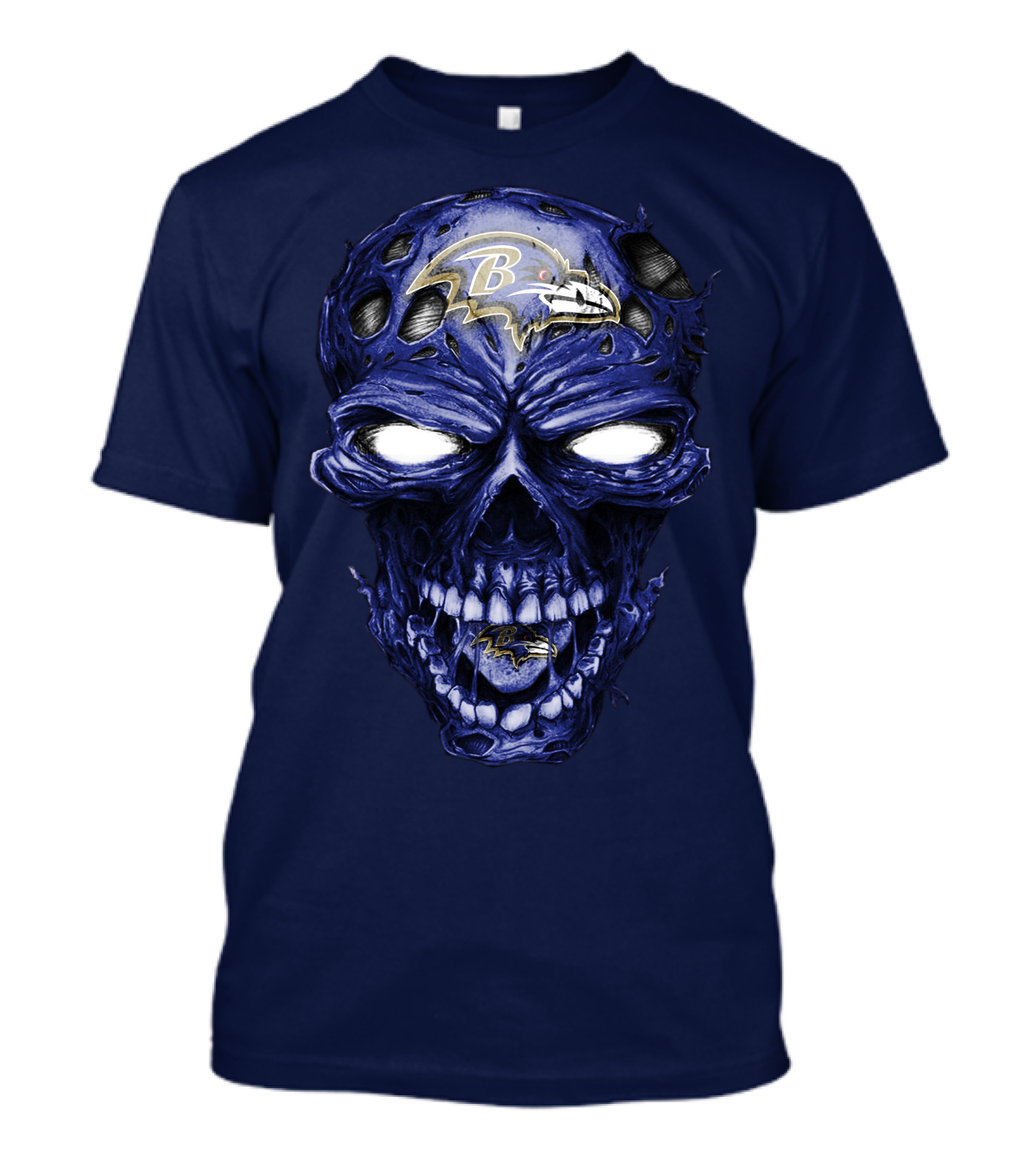 Skull V2 Baltimore Ravens Logo Horror Style T-Shirt