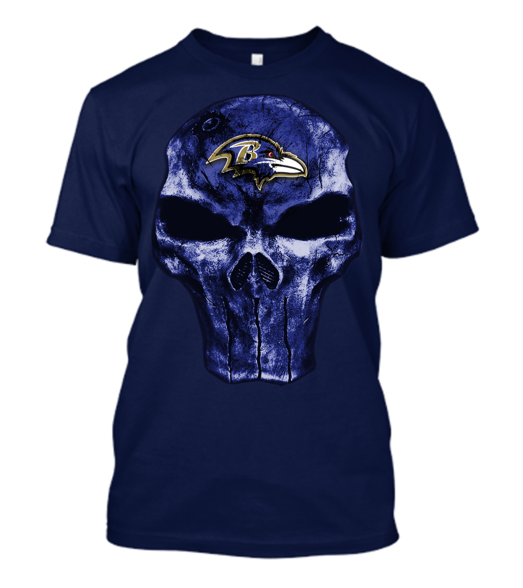 Skull Baltimore Ravens Logo Blue Skull T-Shirt