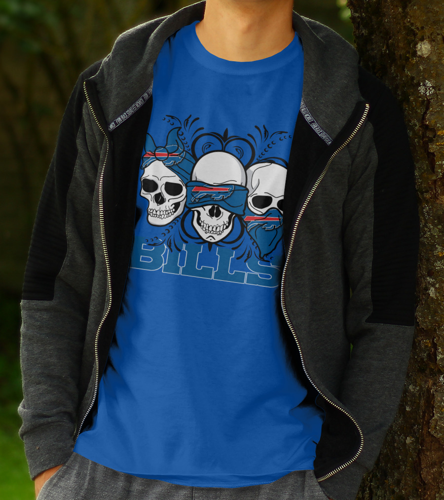 Buffalo Bills Skull Bandana Trio T-Shirt
