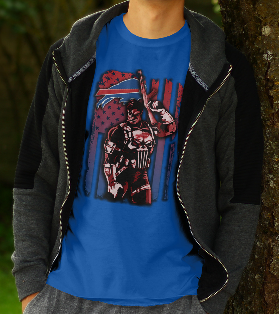 Buffalo Bills Punisher Armed Flag T-Shirt