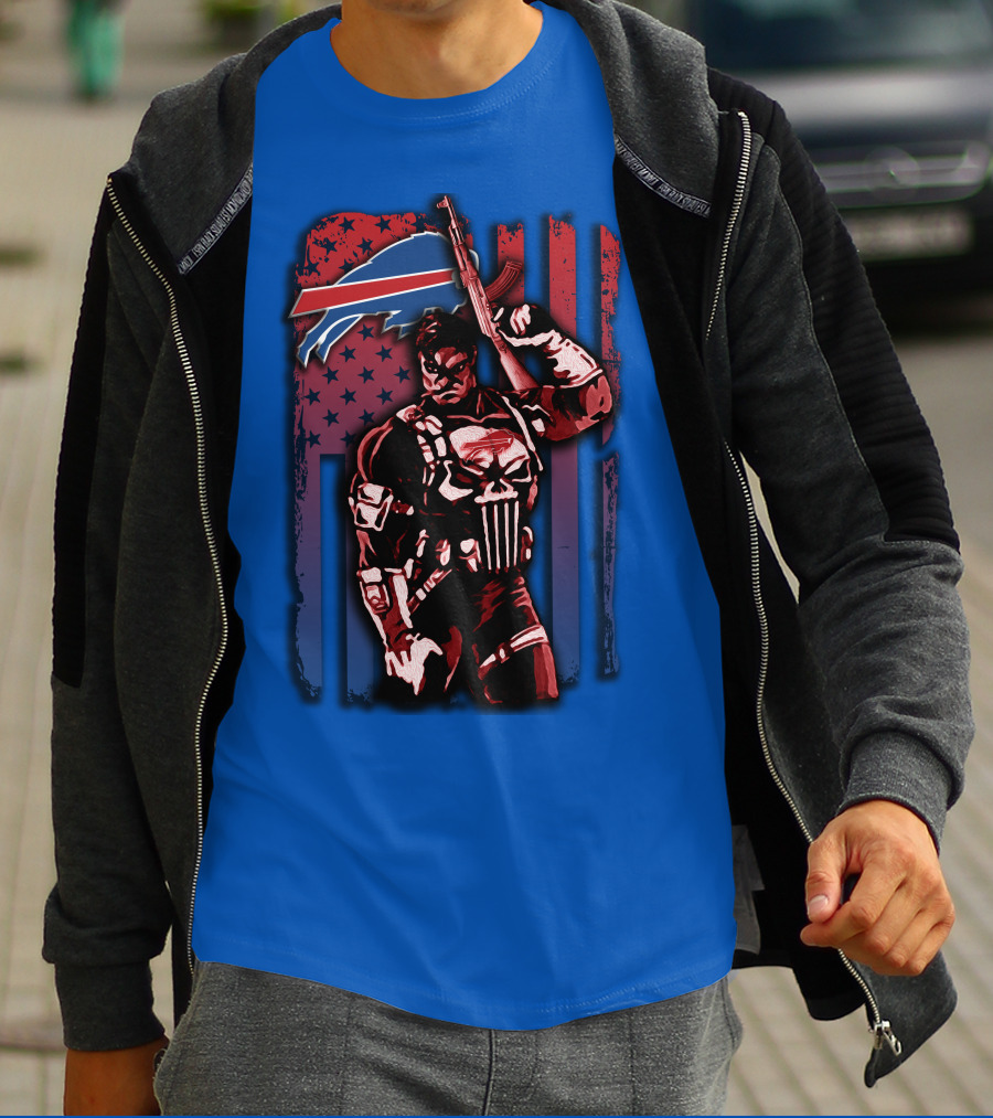 Buffalo Bills Punisher Armed Flag T-Shirt