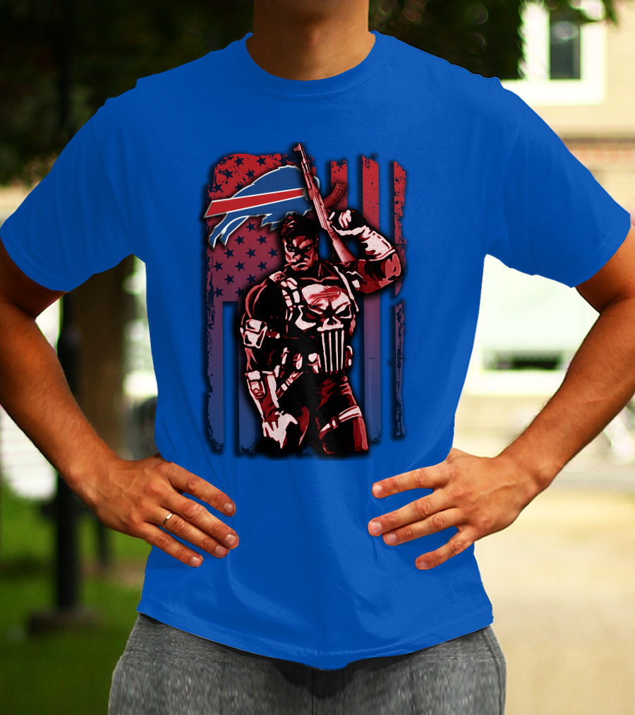 Buffalo Bills Punisher Armed Flag T-Shirt