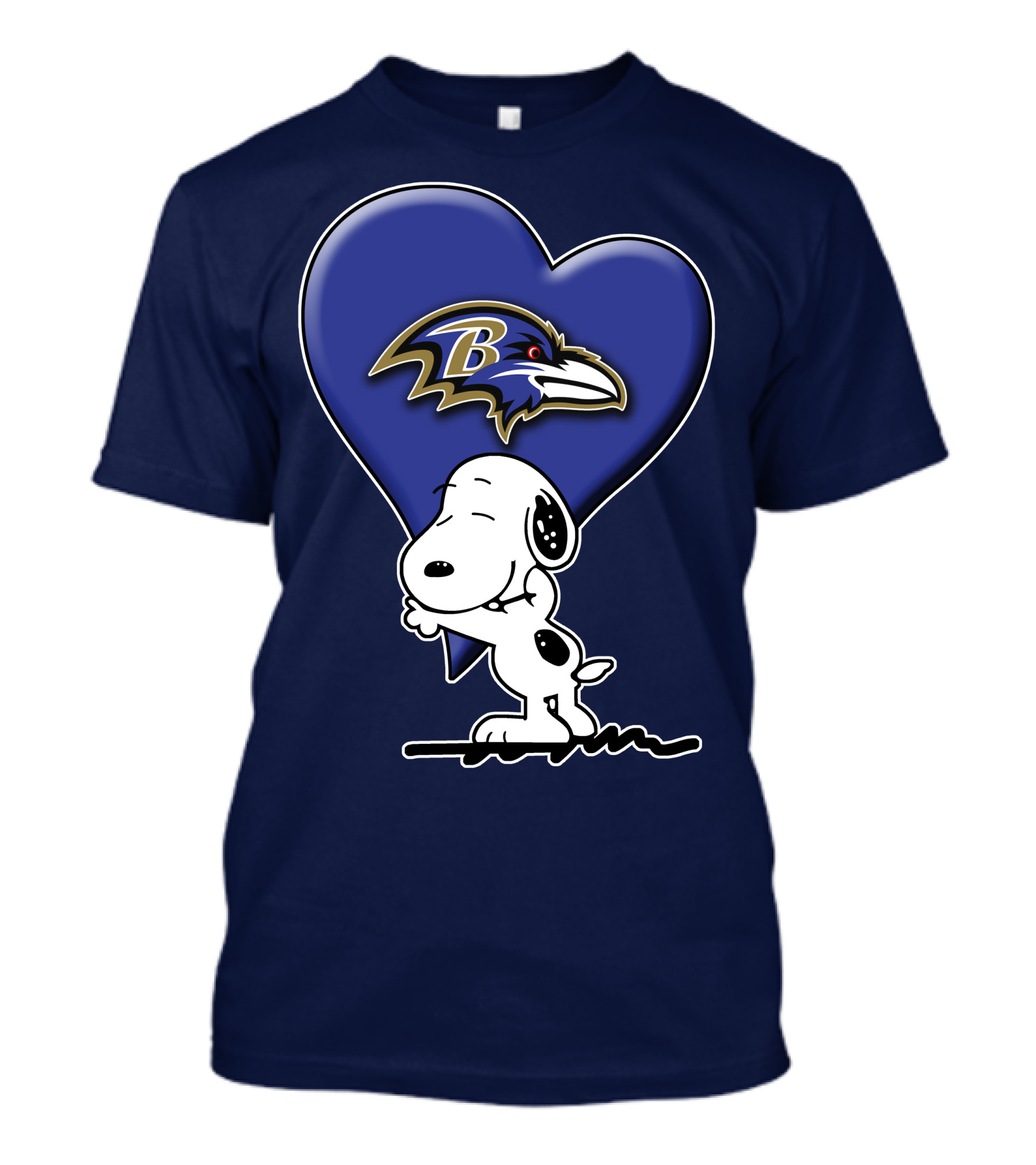 Snp V1 Baltimore Ravens Heart And Snoopy Hug T-Shirt