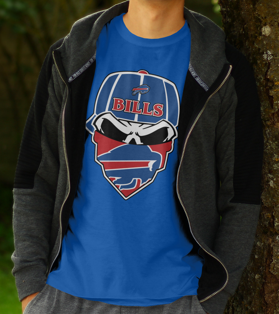 Buffalo Bills Skull Cap And Bandana T-Shirt