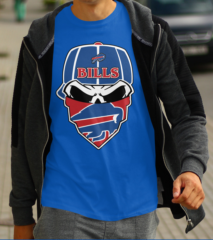 Buffalo Bills Skull Cap And Bandana T-Shirt