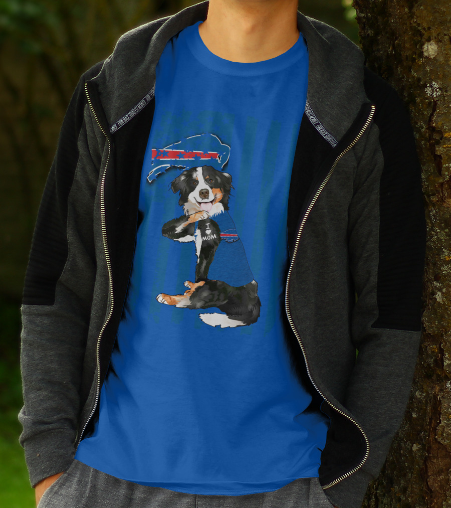 Border Collie I Love Mom Buffalo Bills Fan T-Shirt