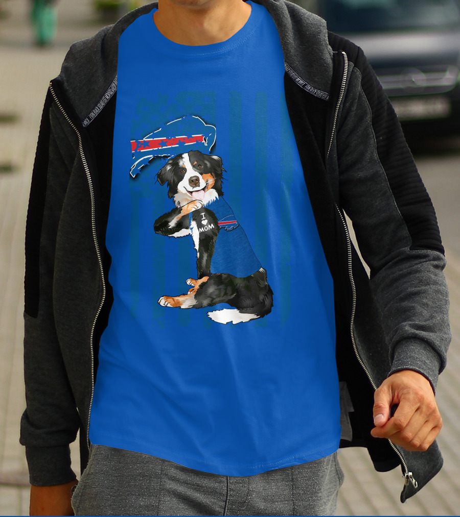 Border Collie I Love Mom Buffalo Bills Fan T-Shirt
