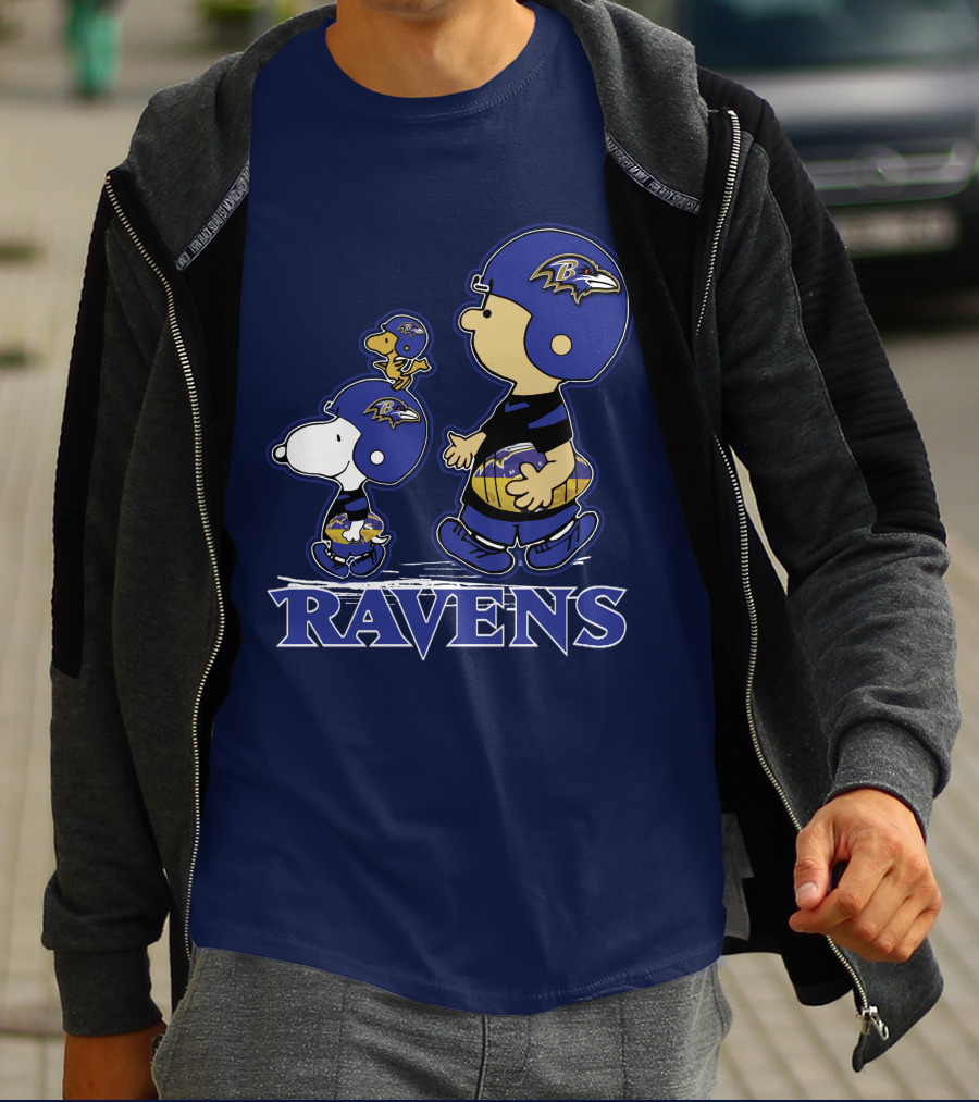 Snpfootball Baltimore Ravens Peanuts Characters Helmets Ravens T-Shirt