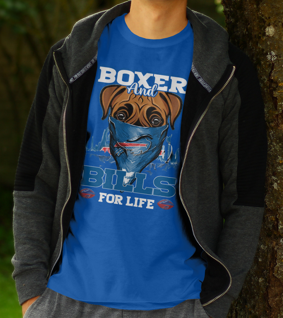 Boxer And Bills For Life Buffalo Bills T-Shirt