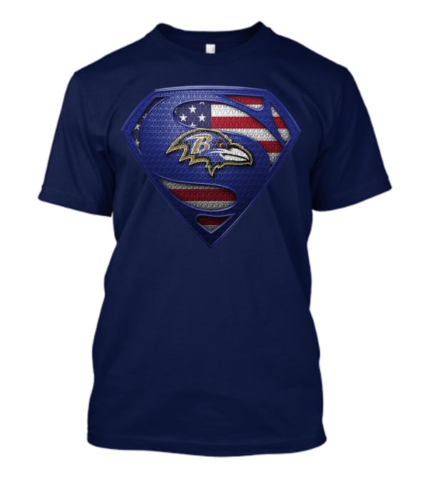 Baltimore Ravens American Flag Superman T-Shirt