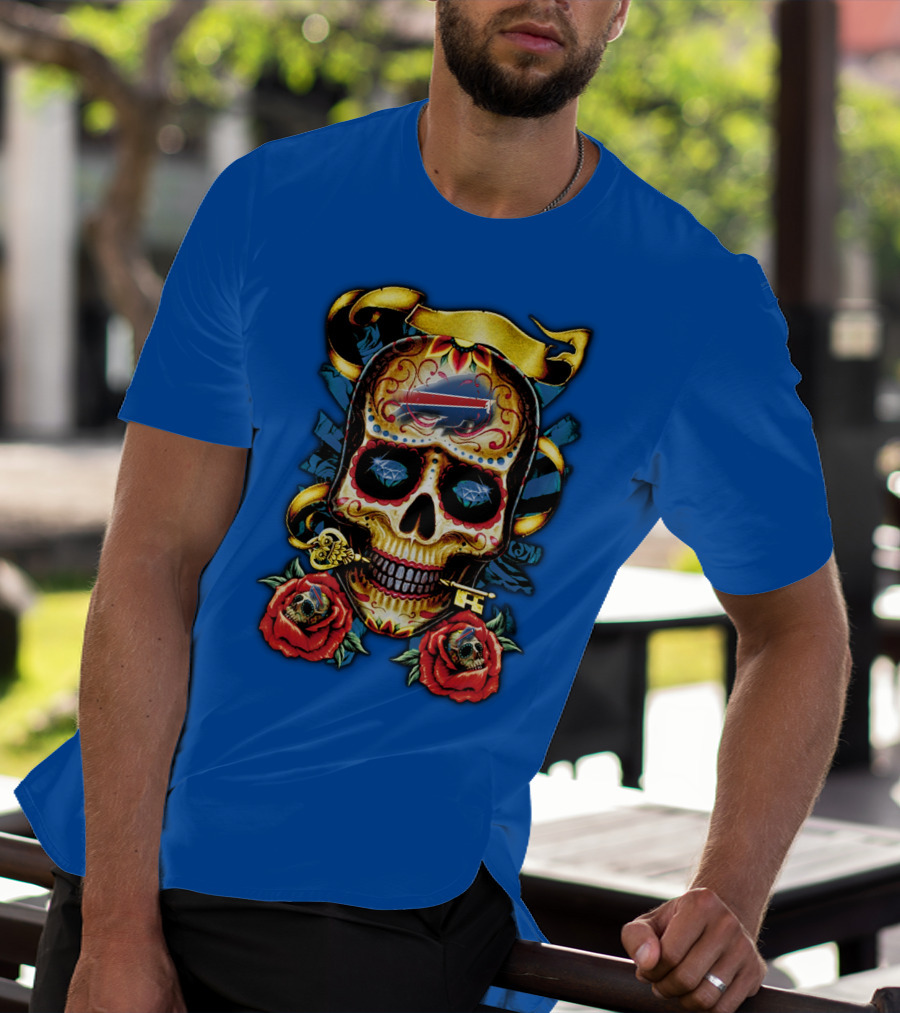 Buffalo Bills Sugar Skull Roses And Keys T-Shirt