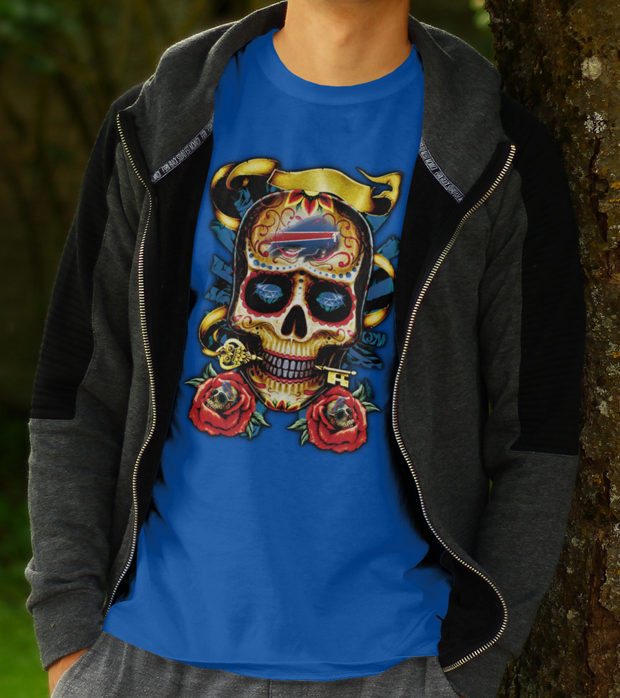 Buffalo Bills Sugar Skull Roses And Keys T-Shirt