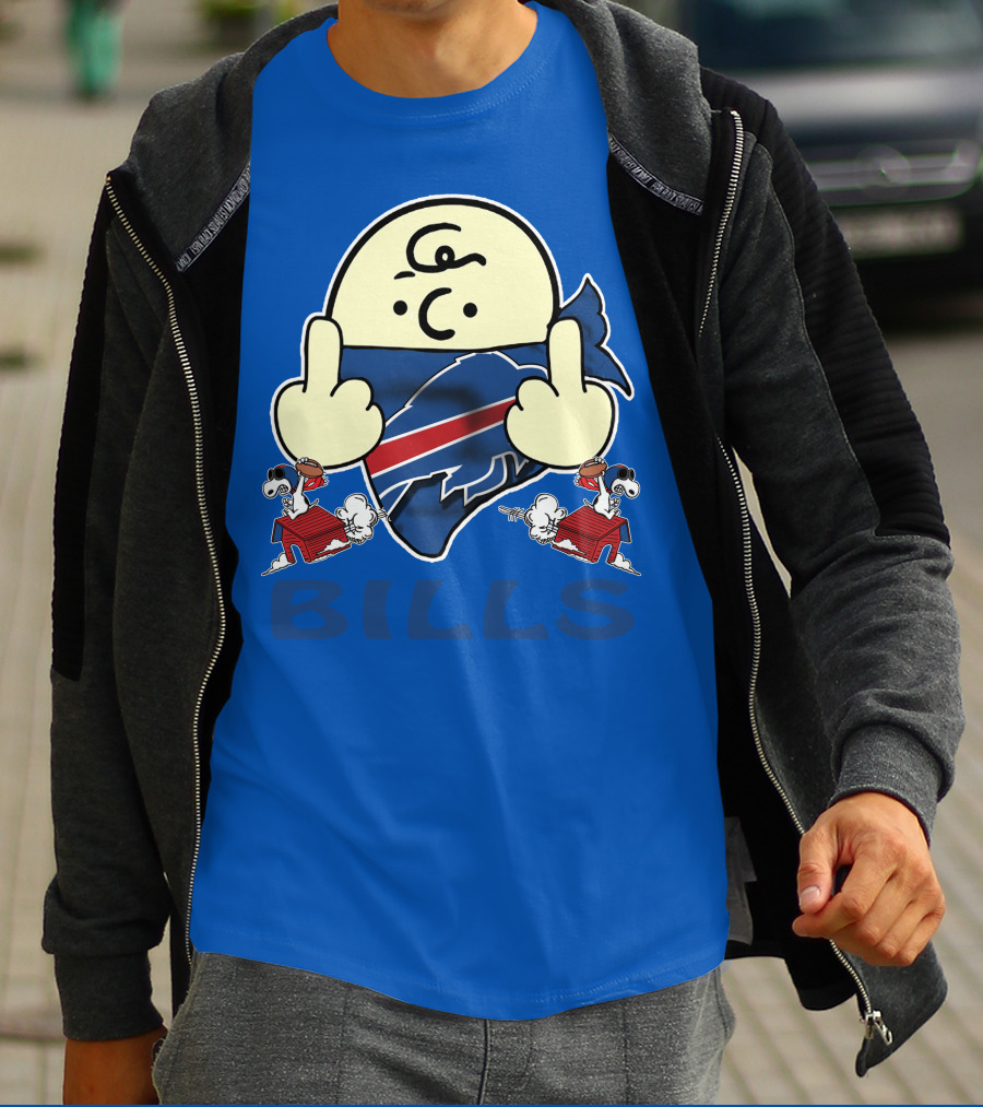 Buffalo Bills Logo With Peanuts Characters T-Shirt