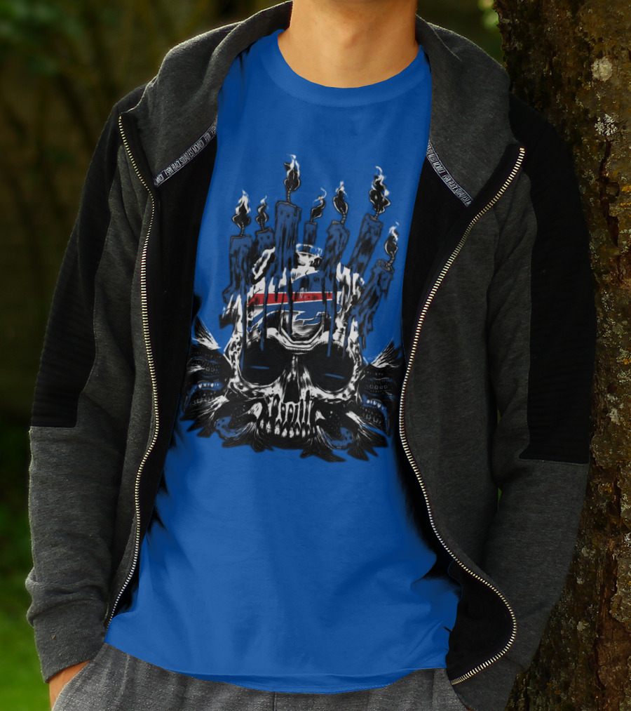 Buffalo Bills 40 Skull Flames Candles Nfl Team T-Shirt