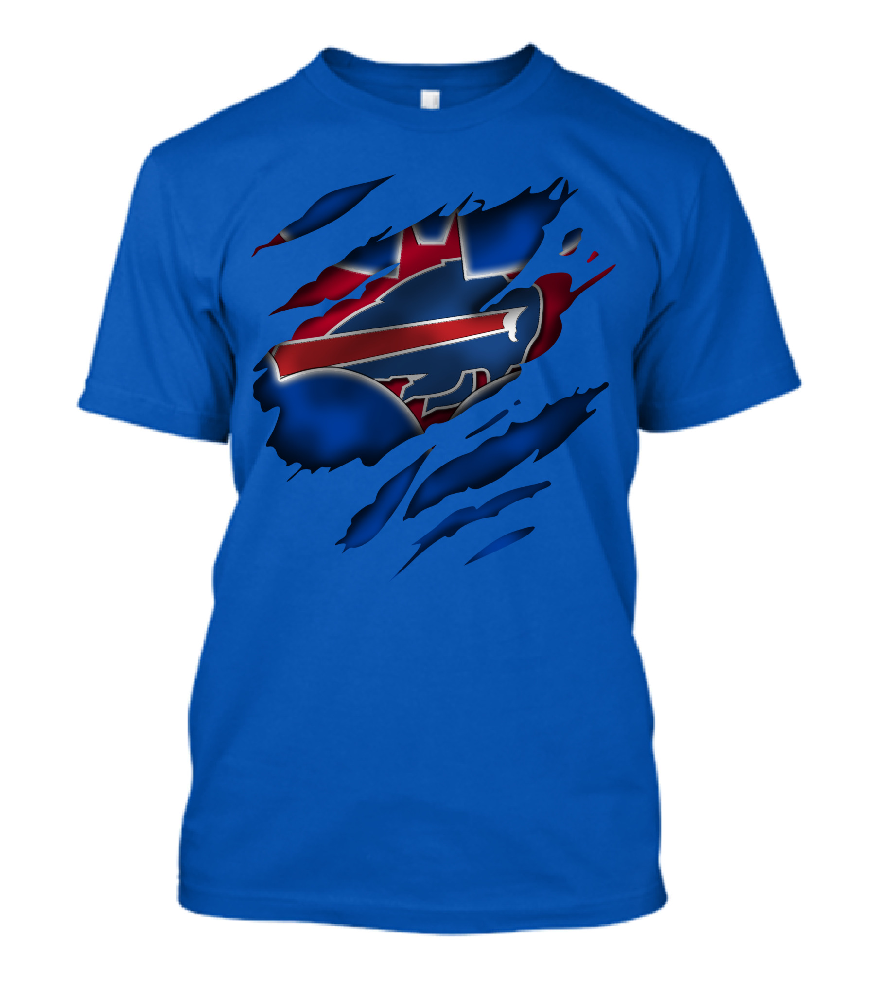 Buffalo Bills Red White Blue Logo Scratch T-Shirt