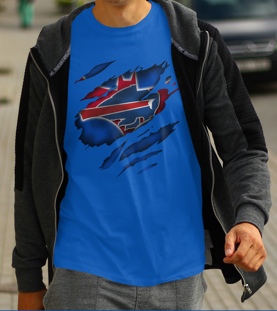 Buffalo Bills Red White Blue Logo Scratch T-Shirt