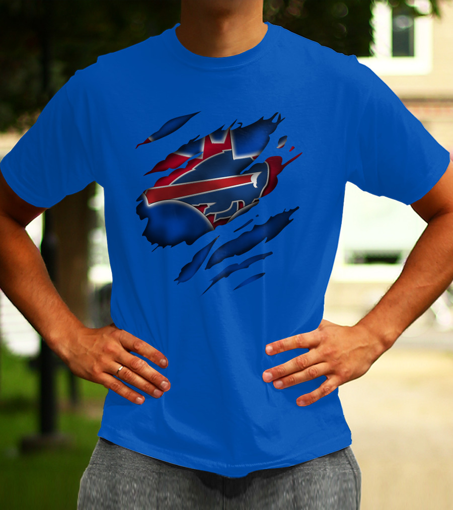 Buffalo Bills Red White Blue Logo Scratch T-Shirt