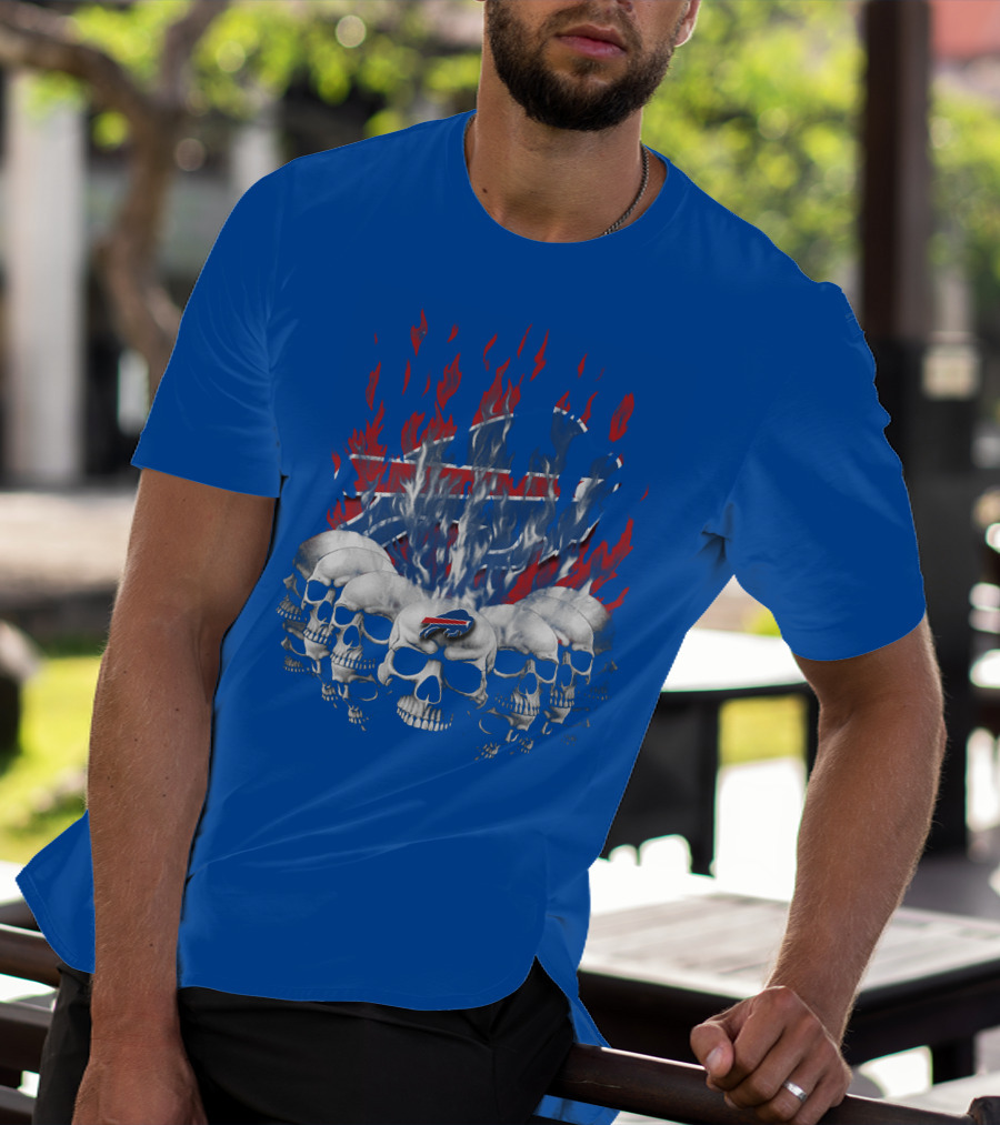 Buffalo Bills Flaming Skulls T-Shirt