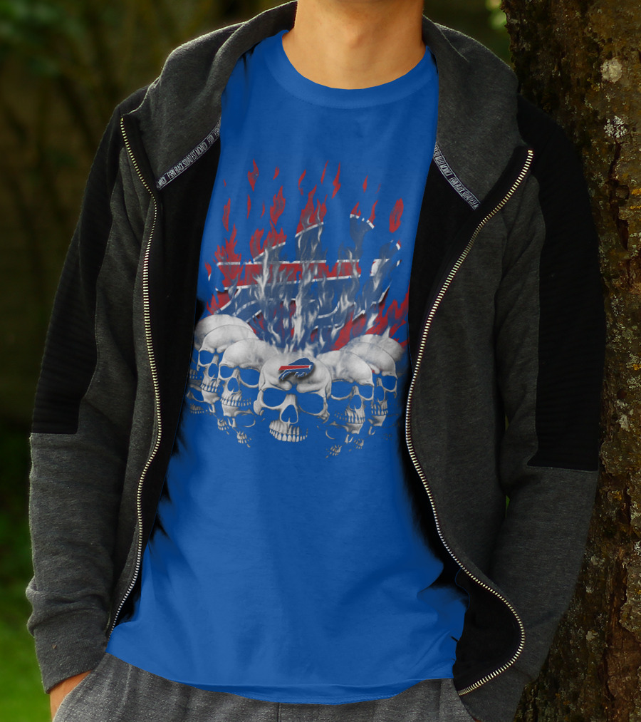 Buffalo Bills Flaming Skulls T-Shirt