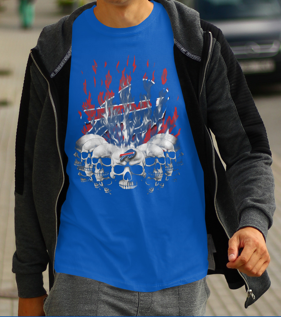 Buffalo Bills Flaming Skulls T-Shirt