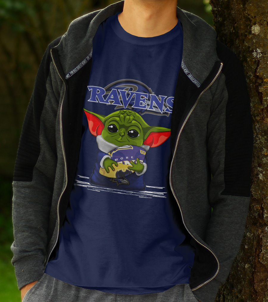 Yoda Holding Baltimore Ravens Football Ravens T-Shirt