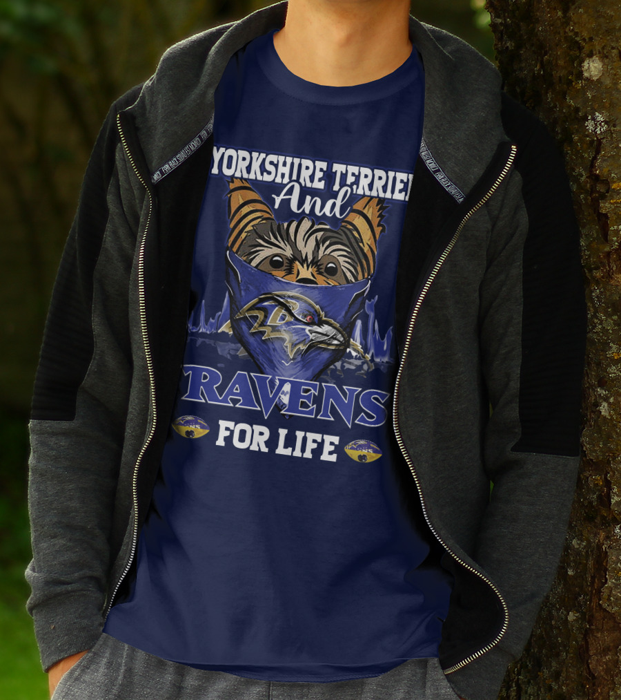 Yorkshire Terrier And Ravens For Life T-Shirt