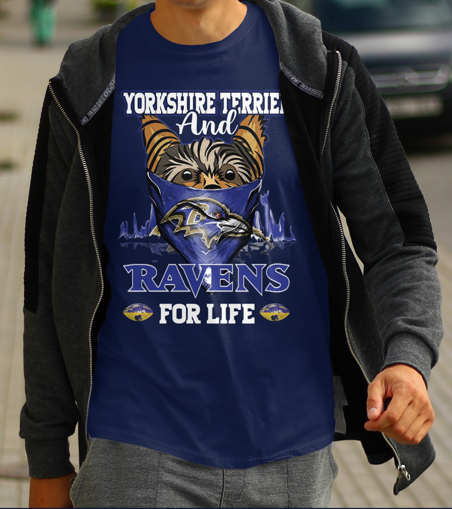 Yorkshire Terrier And Ravens For Life T-Shirt